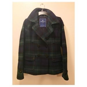 American Eagle Plaid Peacoat